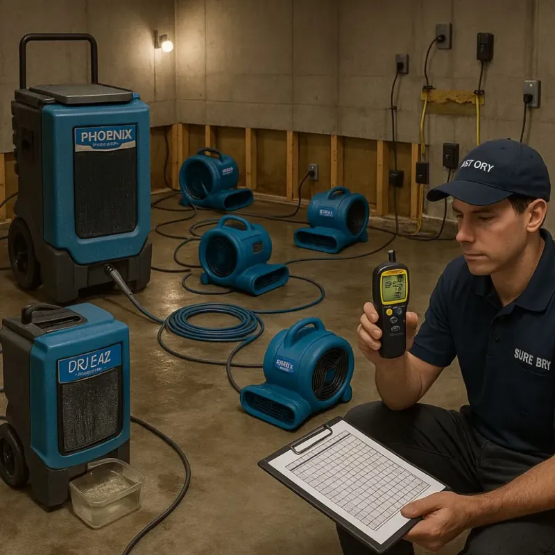 Structural Drying and Dehumidification process in Cedar Grove, WI